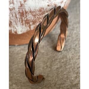 Vintage Native American Copper Cuff Bracelet Southwest Carinated Stamped Signed